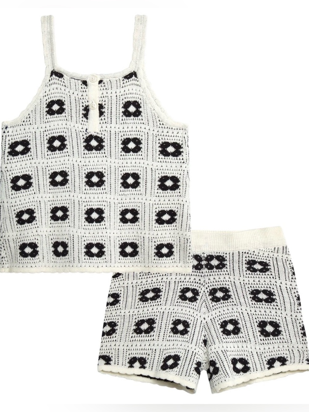 Jessica Simpson White and Black Crochet Tank & Shorts matching Set size 5T